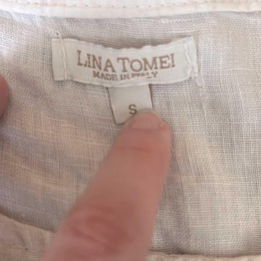 Lina Tomei Linen Embroidered Short Sleeve Top - Picture 4 of 5